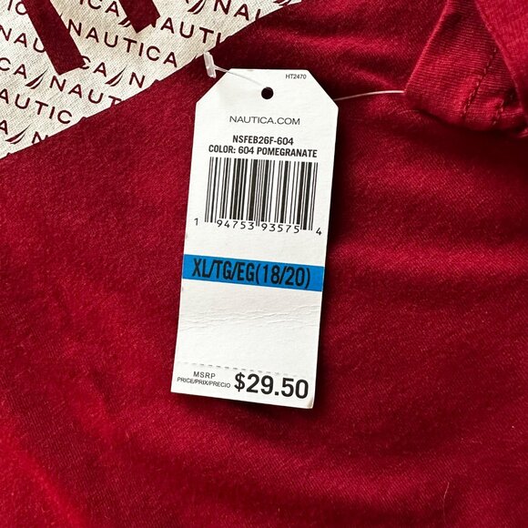 Nautica Long Sleeve Crew Neck T-Shirt Kids XL Pomegranate Red 100% Cotton - Picture 6 of 11